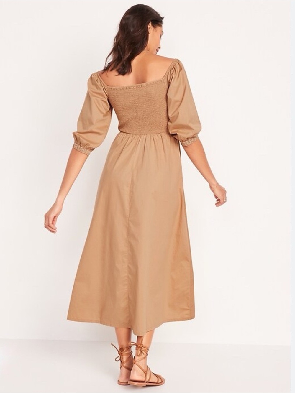 Old Navy Off Shoulder Smocked Poplin Cotton Midi Dress - Picture 5 of 16